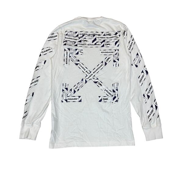 Off-White Main Label Airport Tape Arrows LS T Shirt Men's XS Virgil Abloh